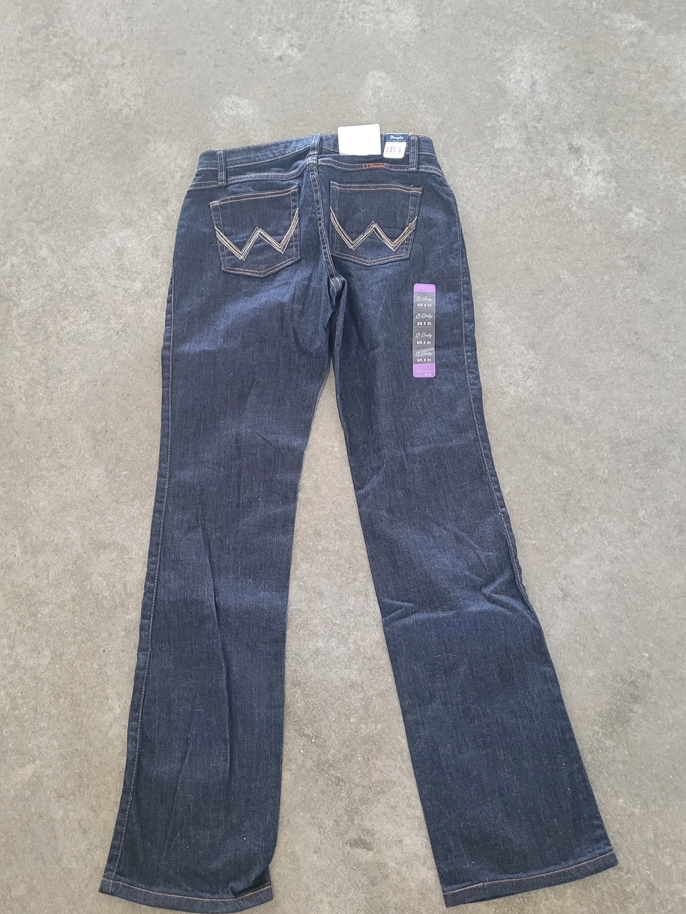 Wrangler Dark Blue Flare Jeans with W Stitch Back Pockets